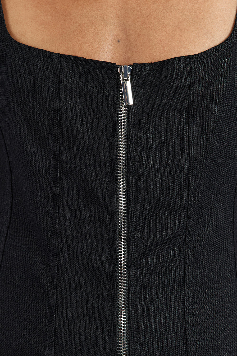 HARRIET BLACK LINEN MIDI DRESS