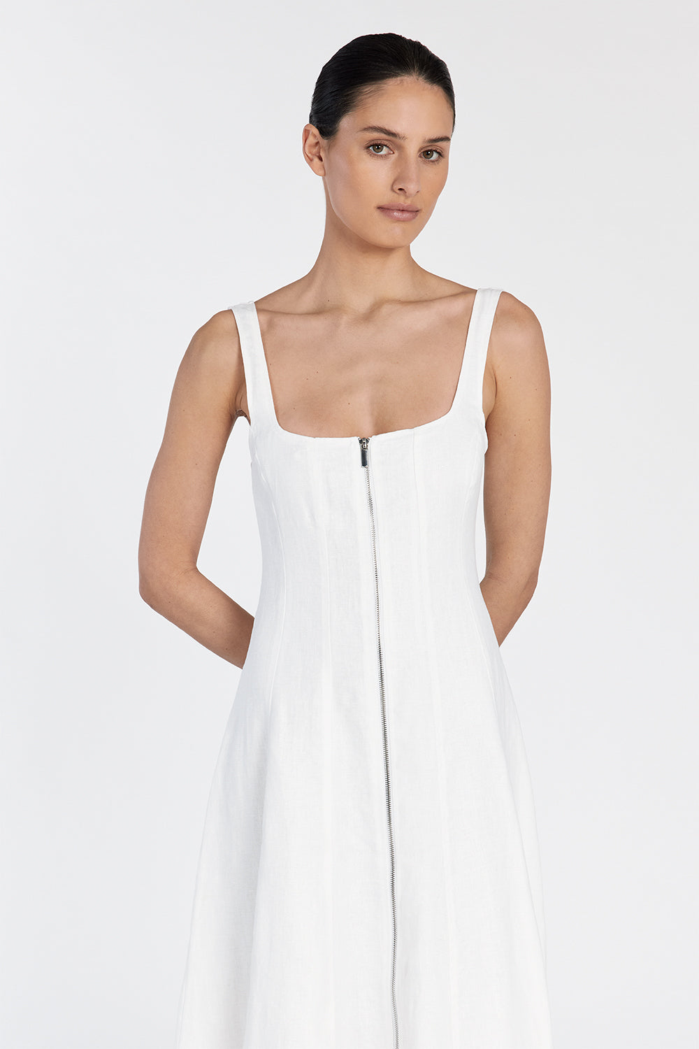 HARRIET WHITE LINEN MIDI DRESS