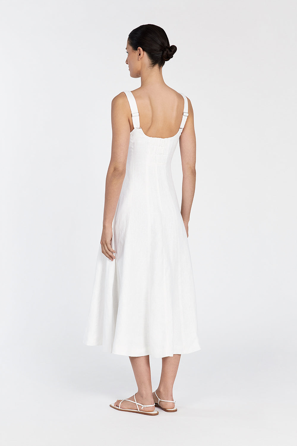 HARRIET WHITE LINEN MIDI DRESS DISSH HARRIET WHITE LINEN MIDI DRESS DISSH