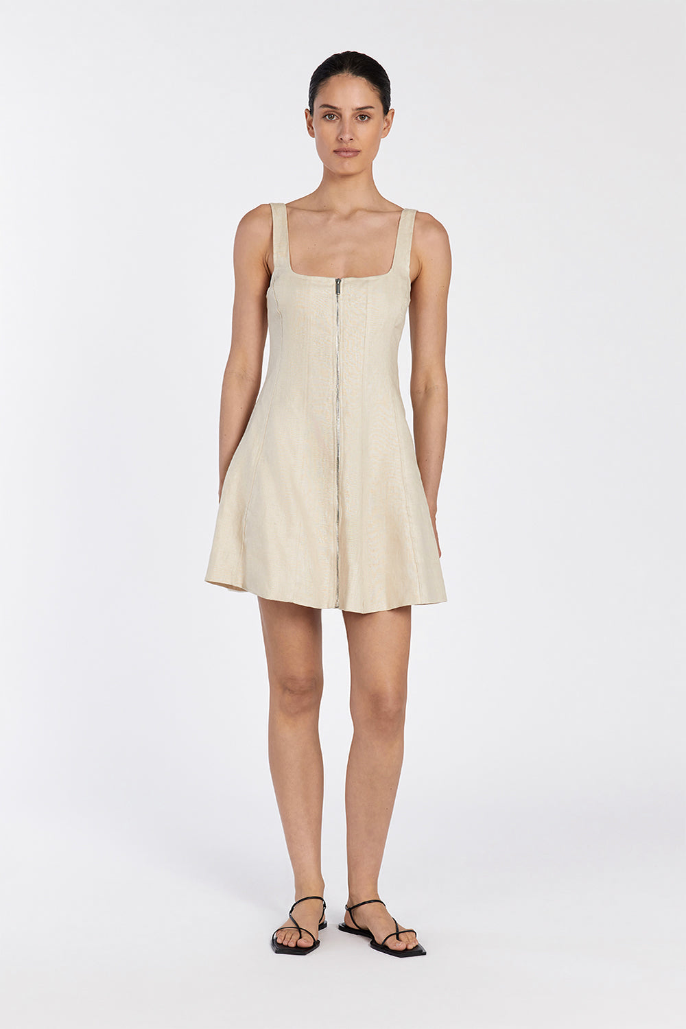 HARRIET SAND LINEN MINI DRESS