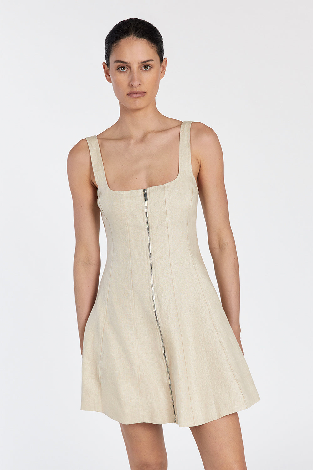 HARRIET SAND LINEN MINI DRESS