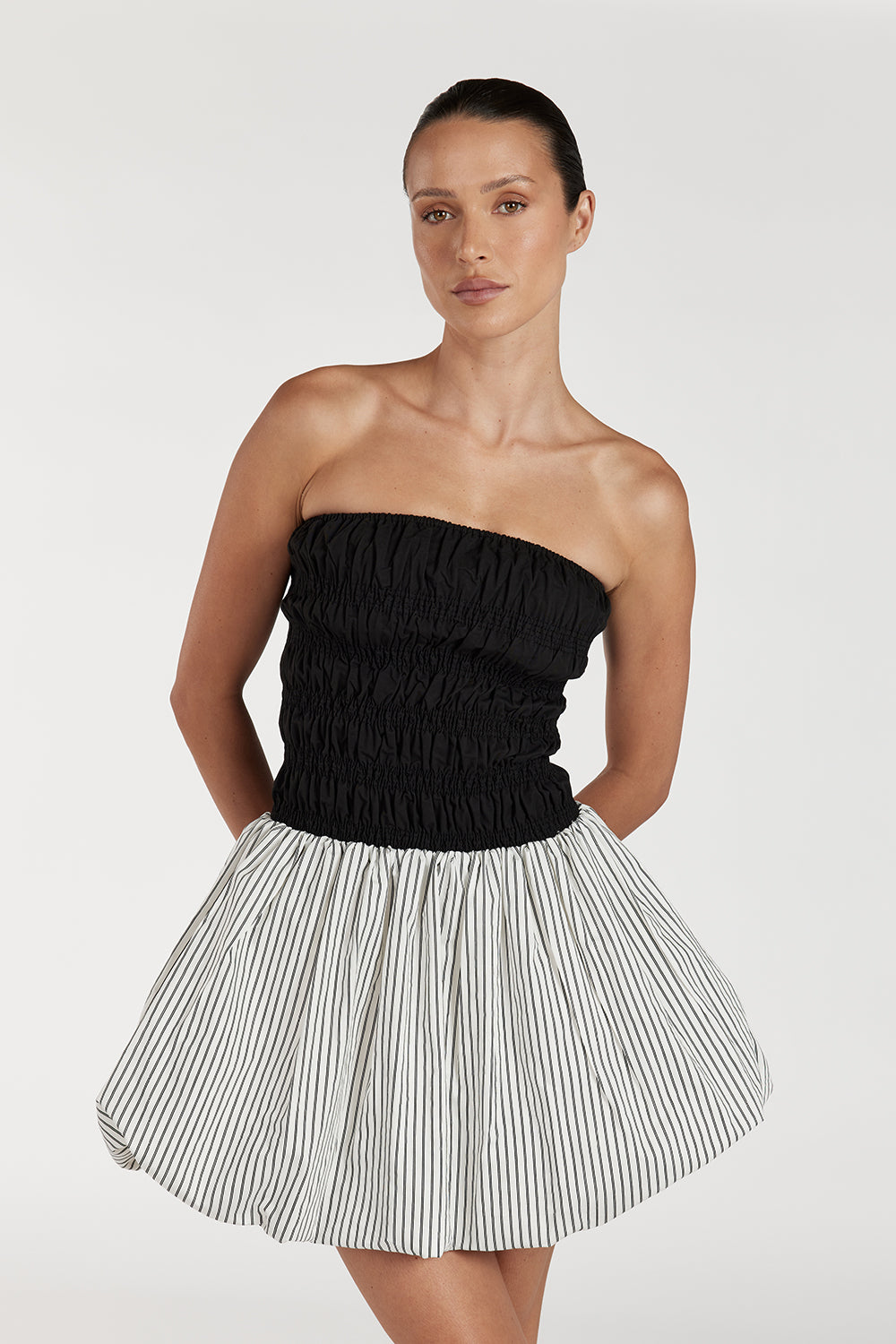 STOCKHOLM STRIPE SILK BLEND MINI DRESS
