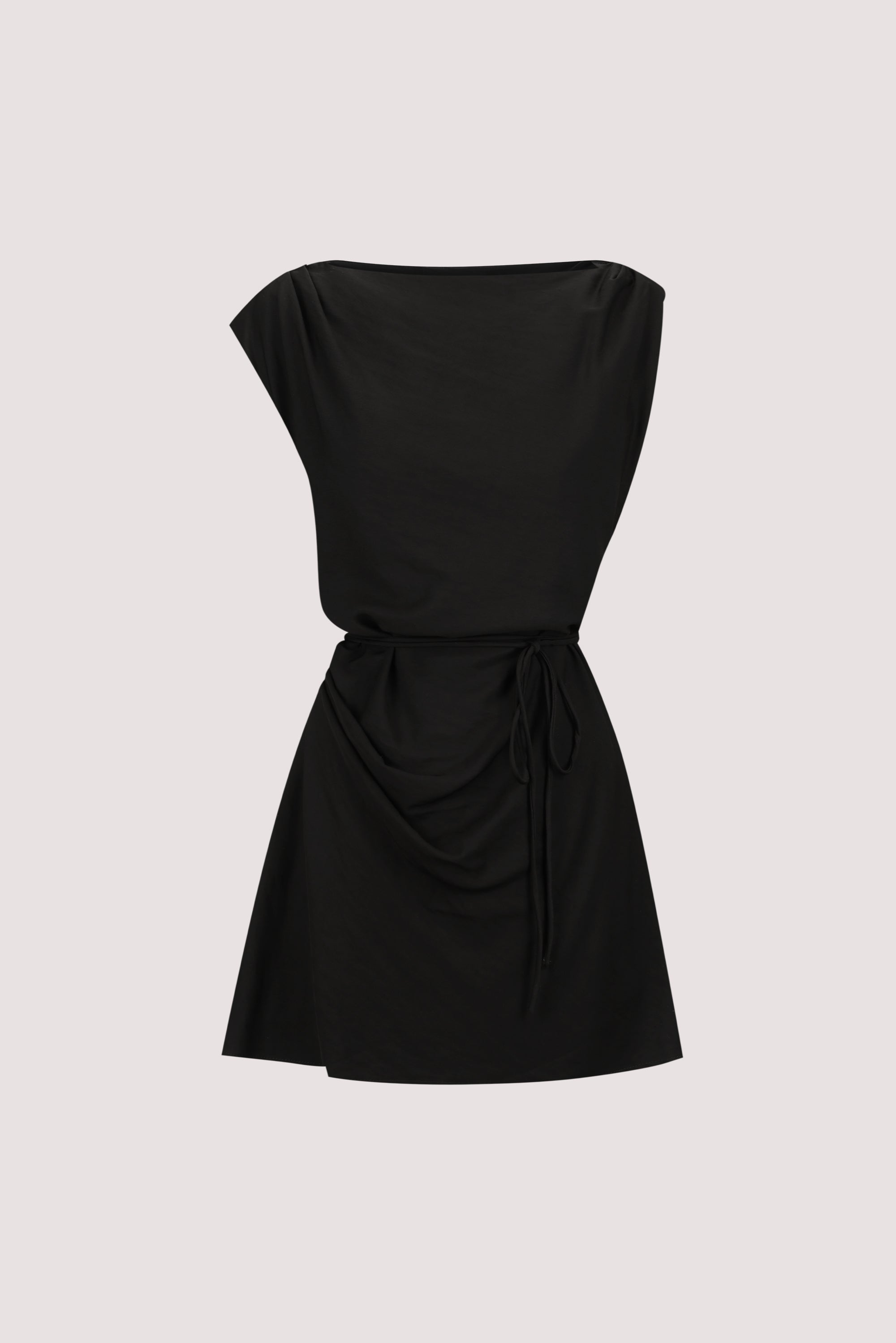 MARMO BLACK DRAPED MINI DRESS