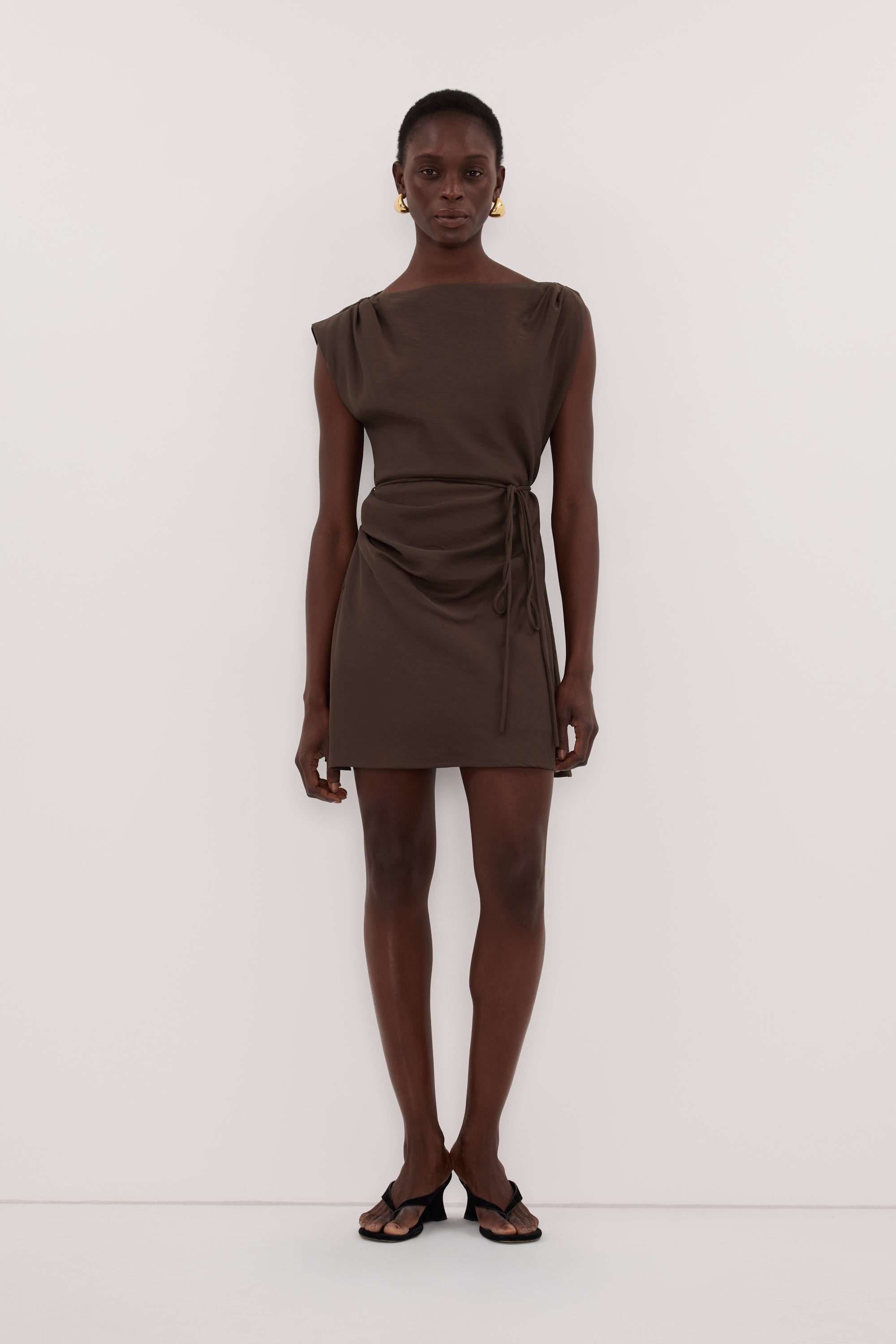 MARMO CHOCOLATE DRAPED MINI DRESS DISSH MARMO CHOCOLATE DRAPED MINI DRESS DISSH