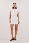 MARMO WHITE DRAPED MINI DRESS