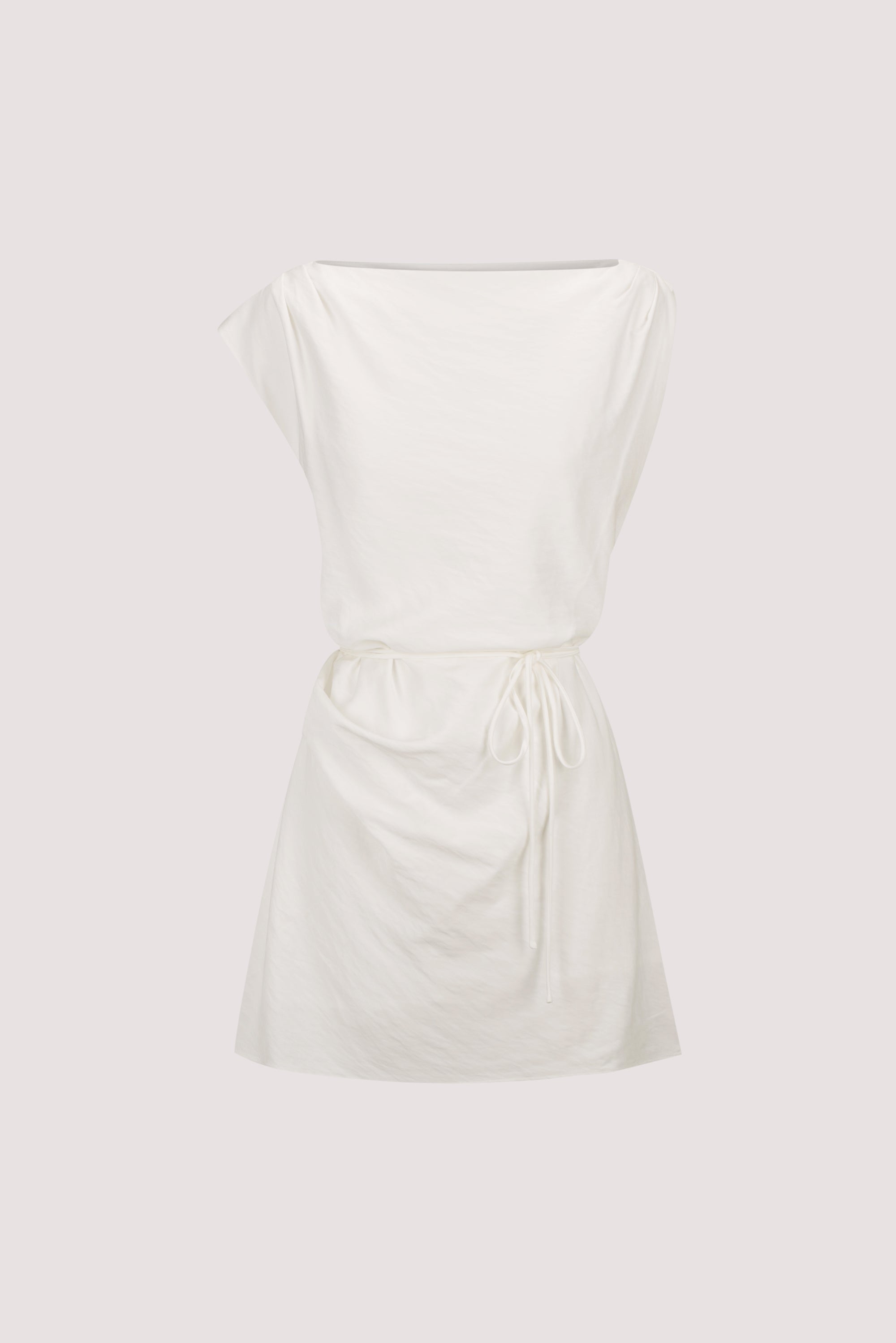 MARMO WHITE DRAPED MINI DRESS