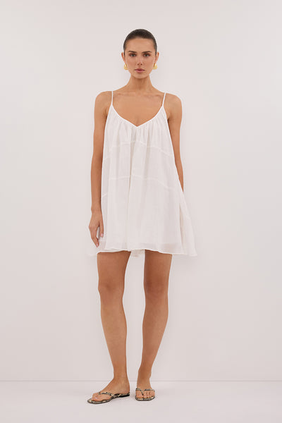 Stas wearing KAHN WHITE RAMIE MINI DRESS