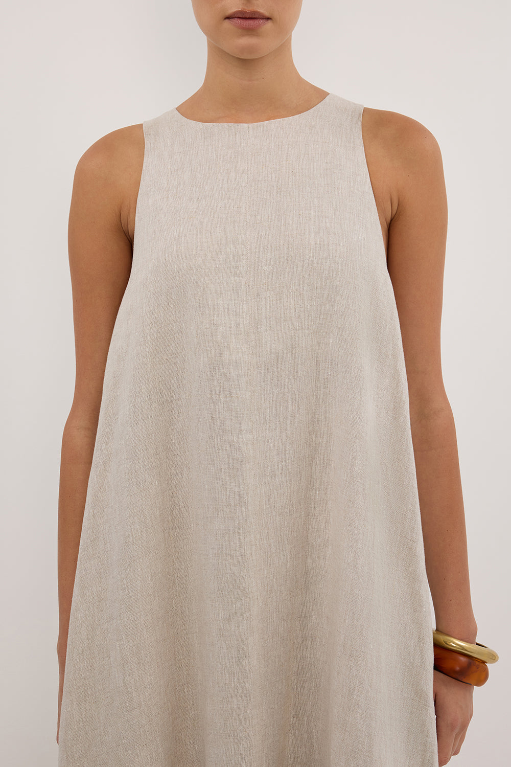 ISABELLE NATURAL LINEN MIDI DRESS
