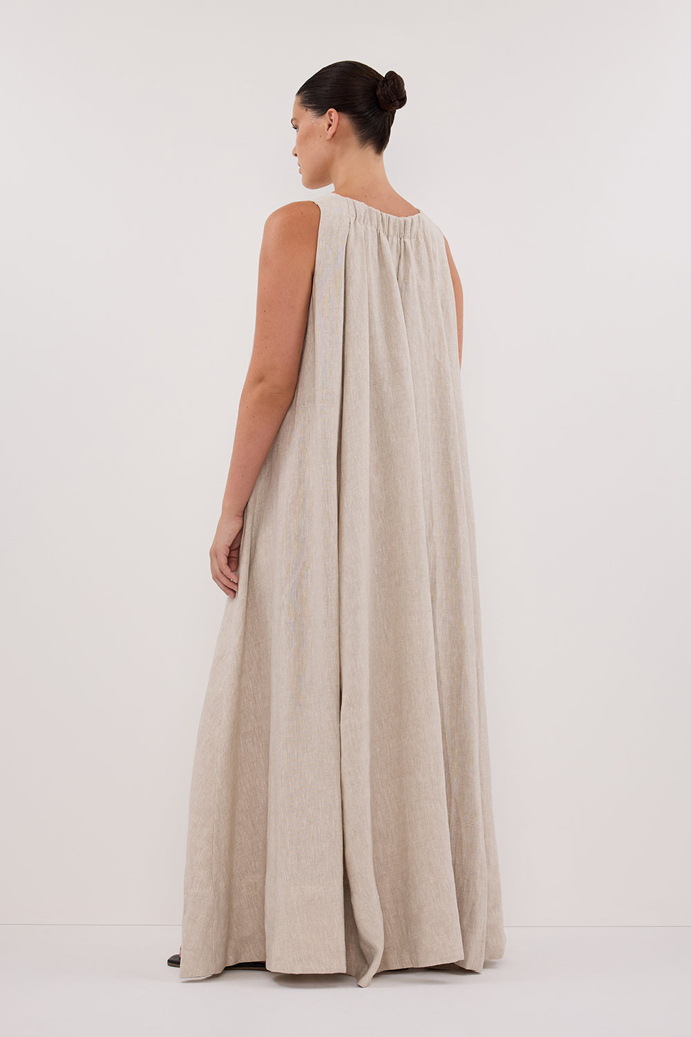 ISABELLE NATURAL LINEN MIDI DRESS