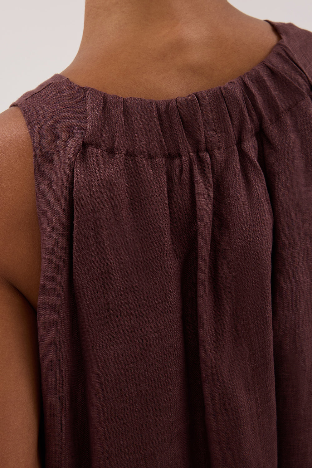 ISABELLE WALNUT LINEN MIDI DRESS