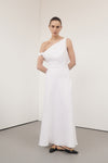 JOELLE WHITE LINEN MIDI DRESS