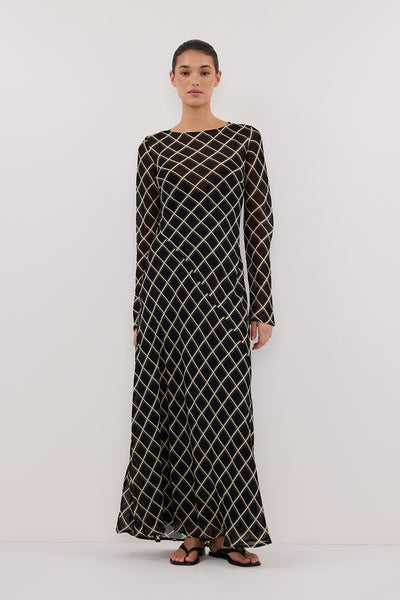 Aude wearing ARLINGTON BLACK LONG SLEEVE MIDI DRESS