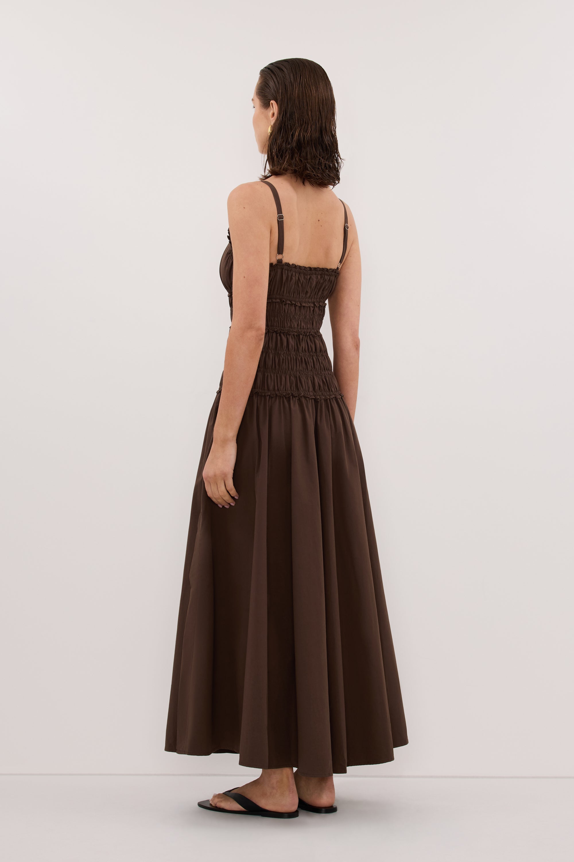 TOBY BITTER CHOC COTTON MIDI DRESS