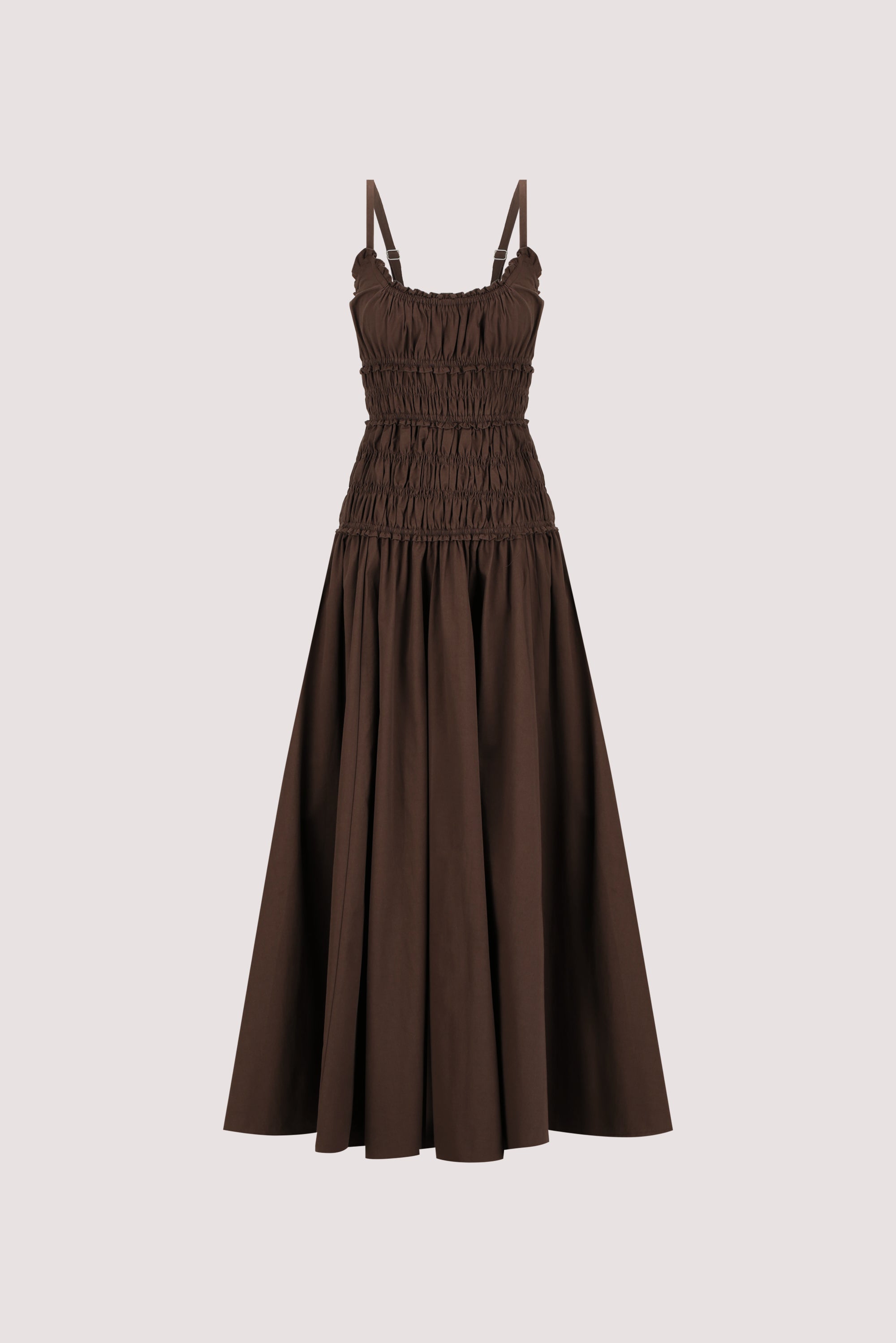 TOBY BITTER CHOC COTTON MIDI DRESS