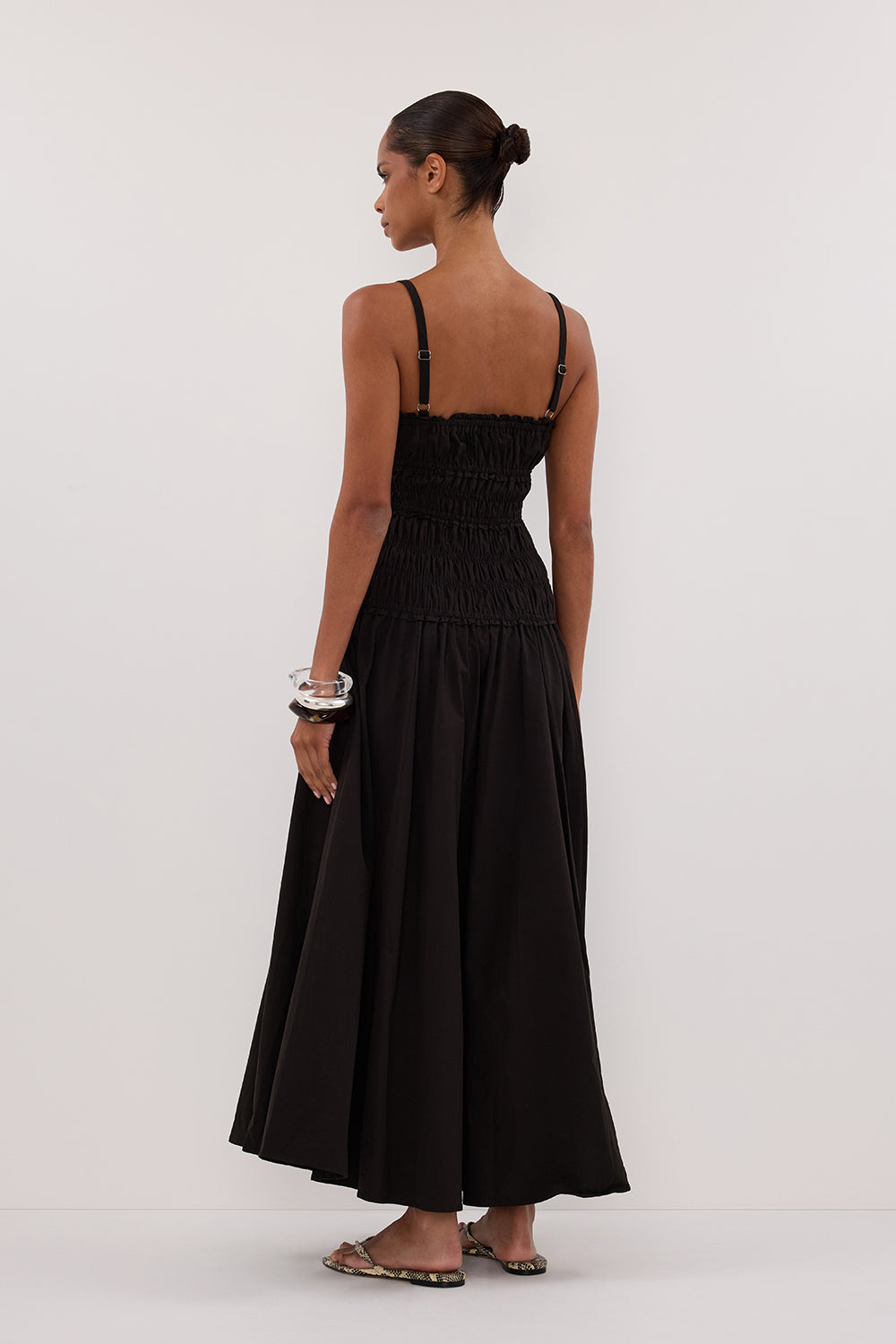 TOBY BLACK COTTON MIDI DRESS