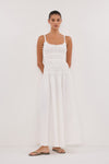 TOBY WHITE COTTON MIDI DRESS