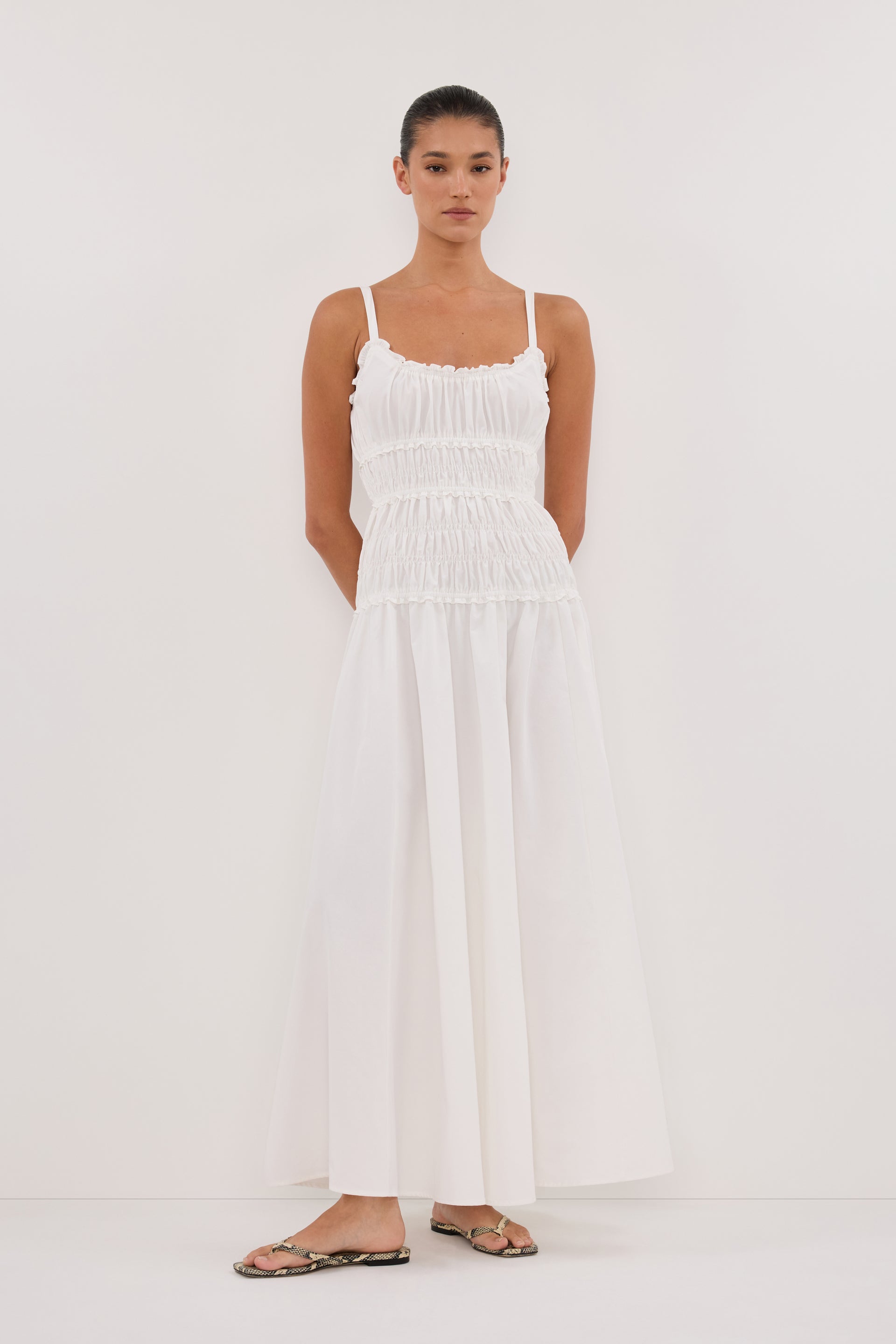 TOBY WHITE COTTON MIDI DRESS – DISSH