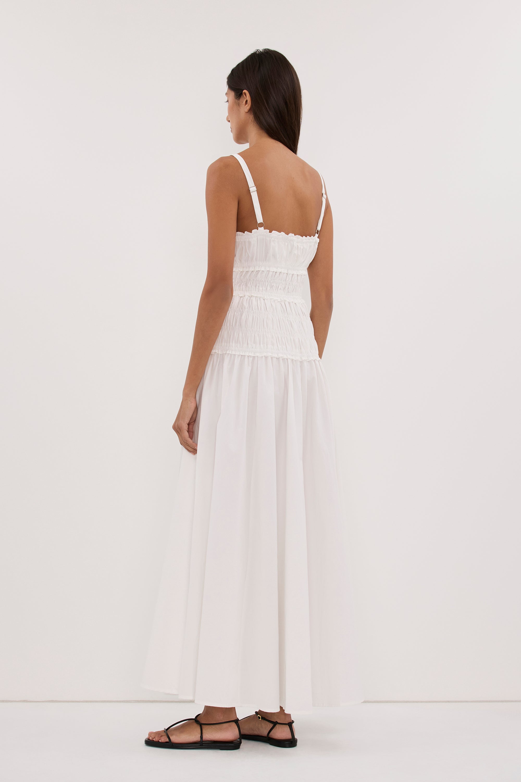 TOBY WHITE COTTON MIDI DRESS