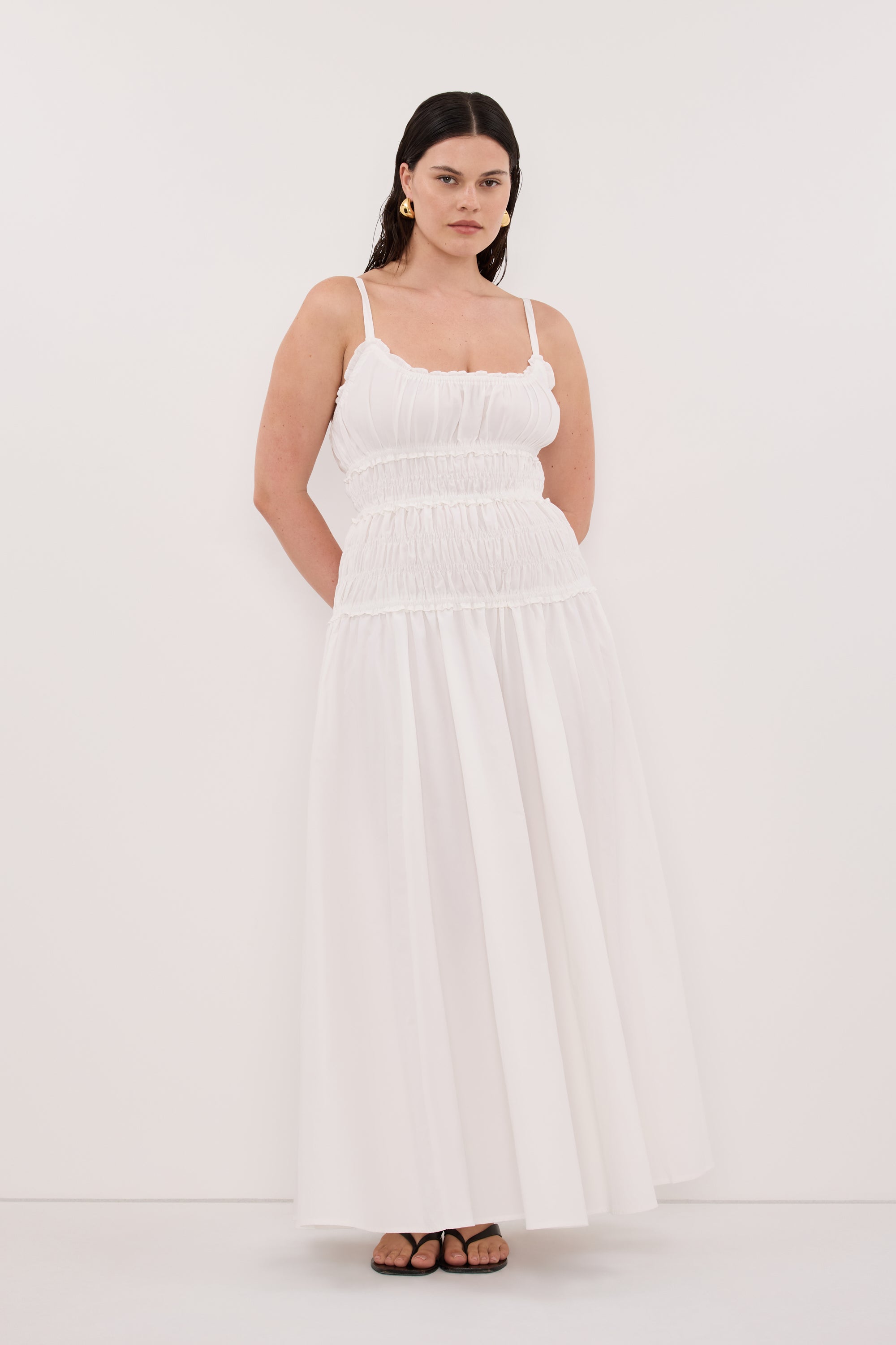 TOBY WHITE COTTON MIDI DRESS