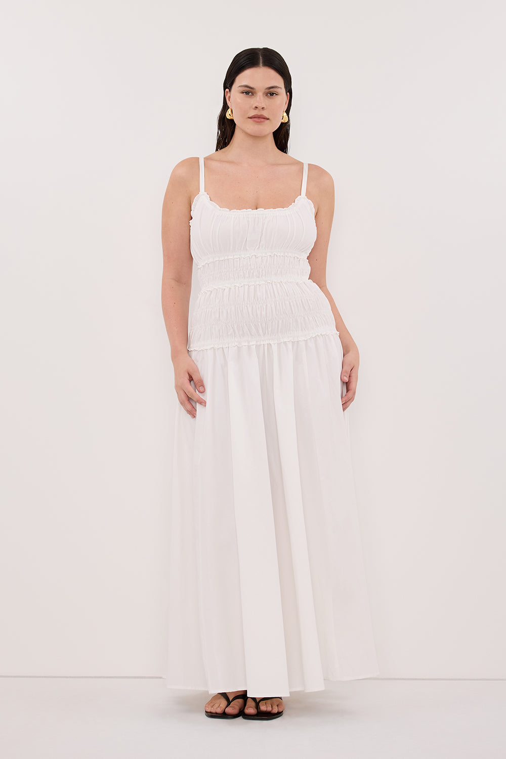 TOBY WHITE COTTON MIDI DRESS