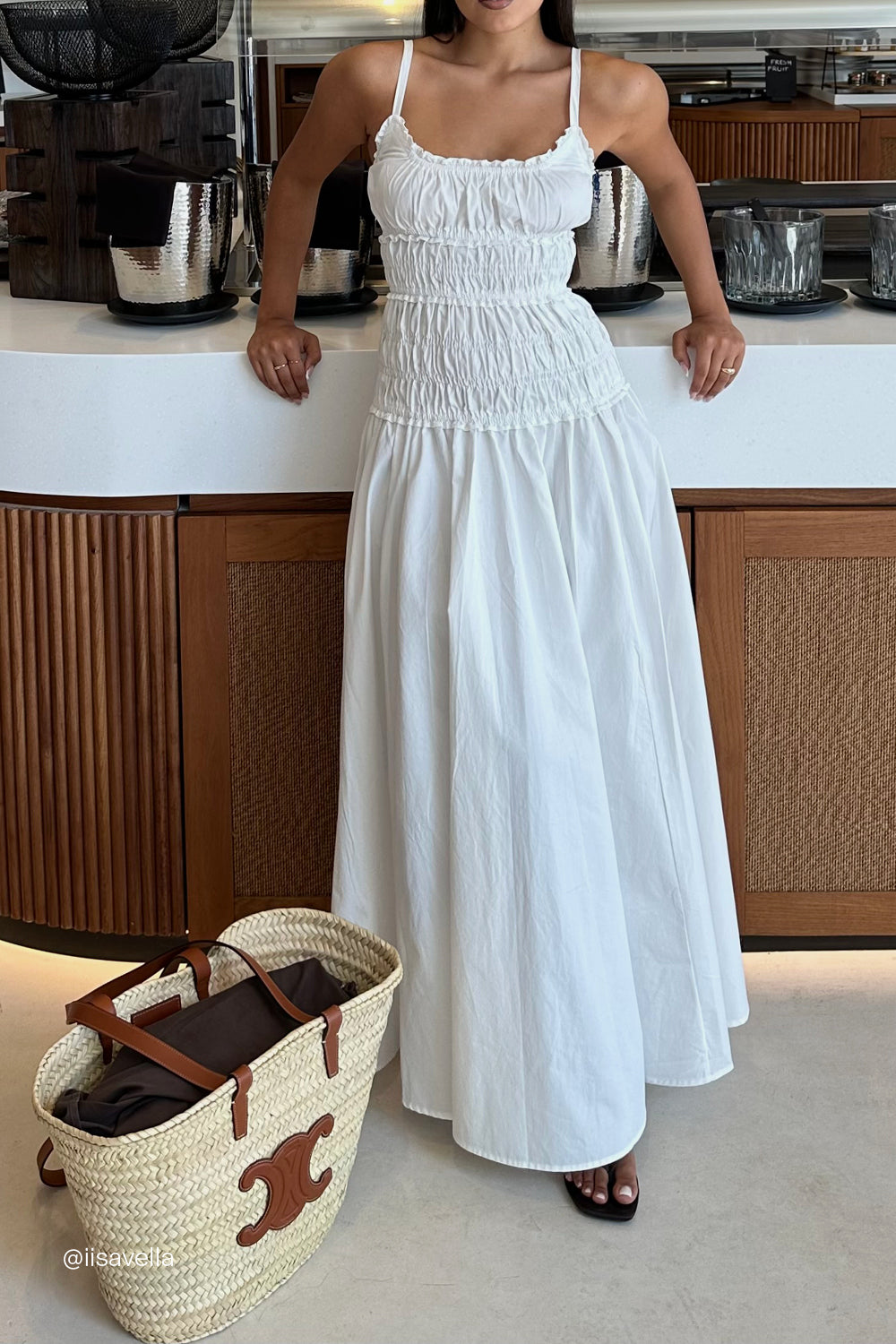 TOBY WHITE COTTON MIDI DRESS