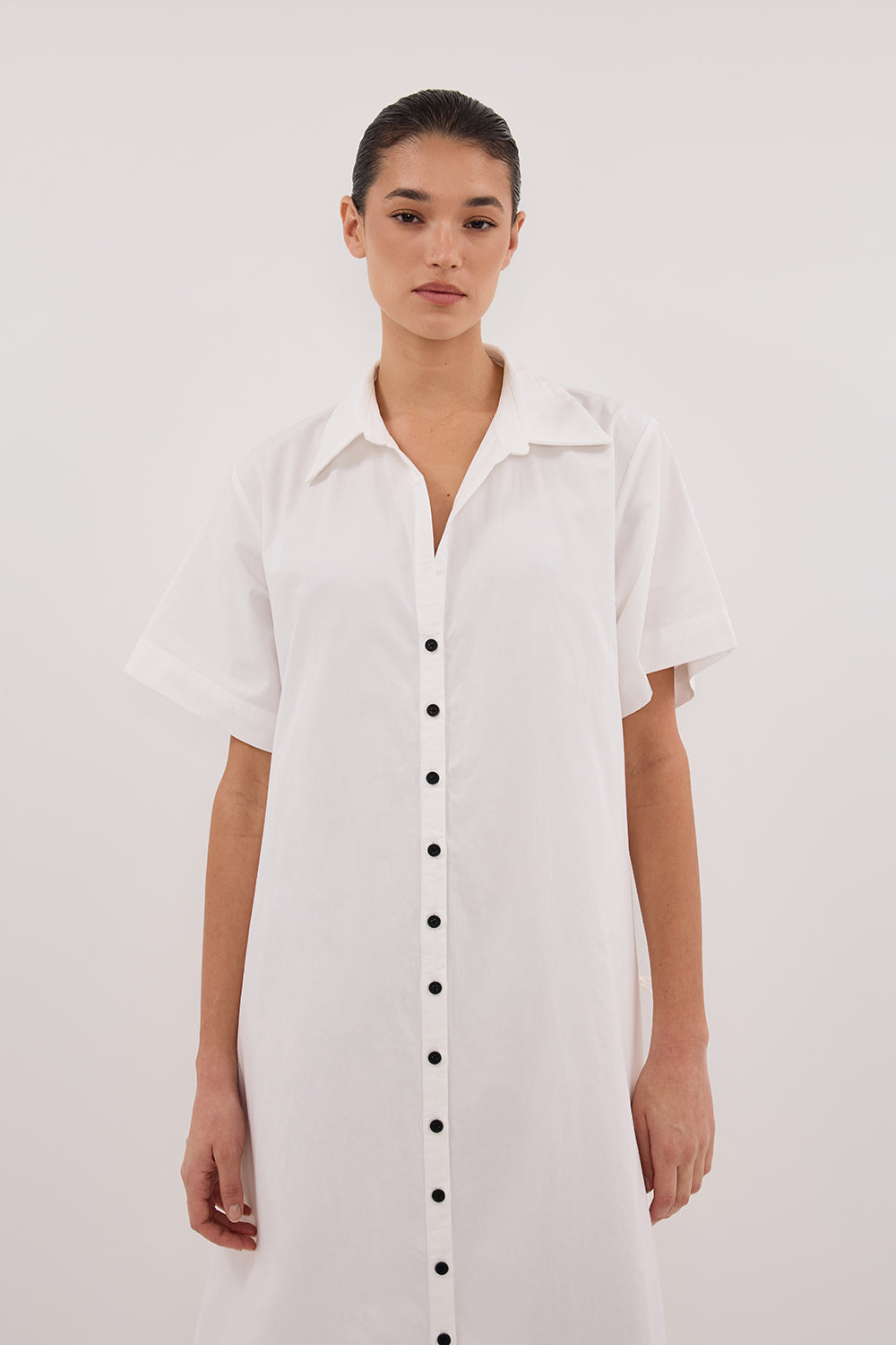 VIOLET WHITE SHIRT MIDI DRESS