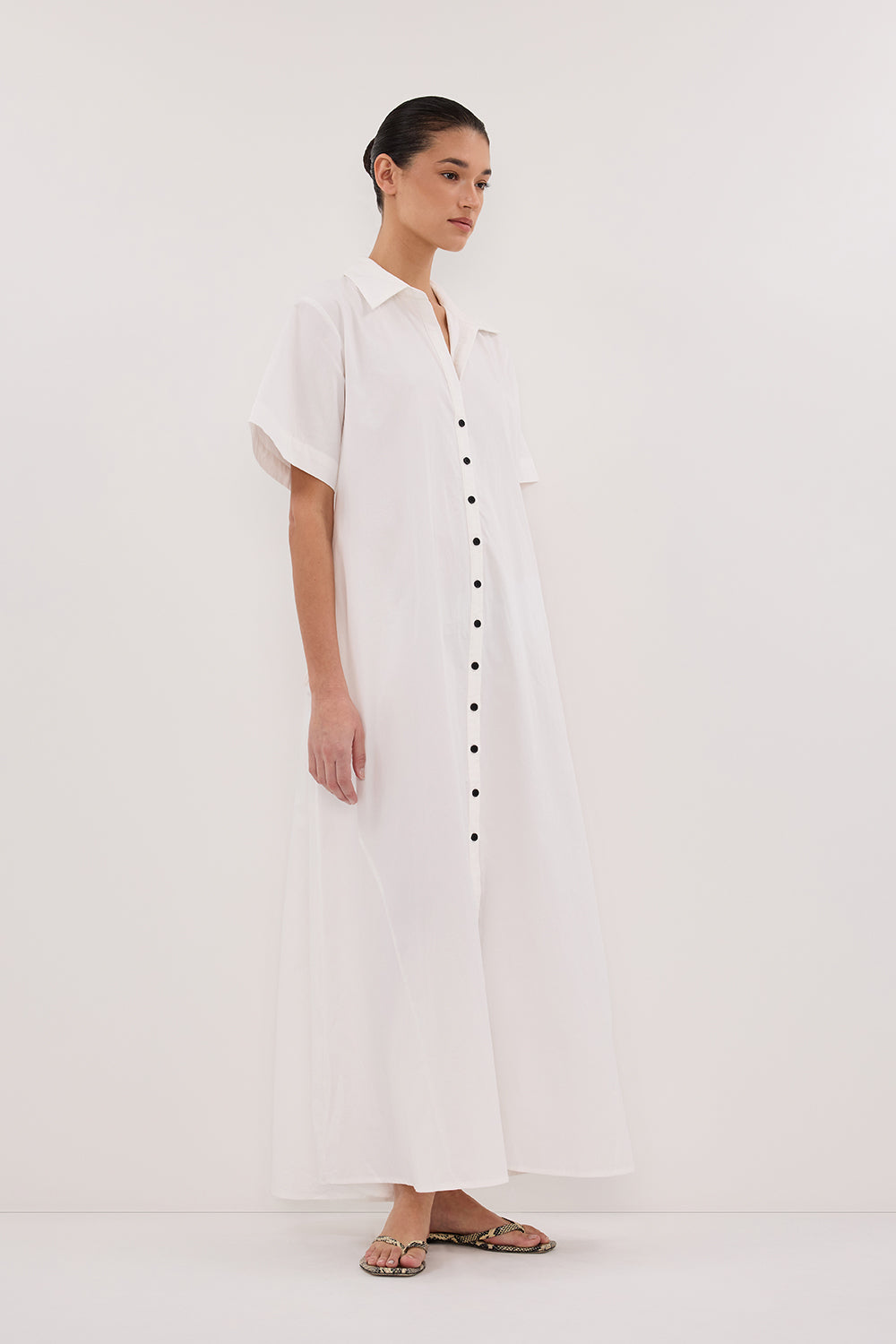 VIOLET WHITE SHIRT MIDI DRESS