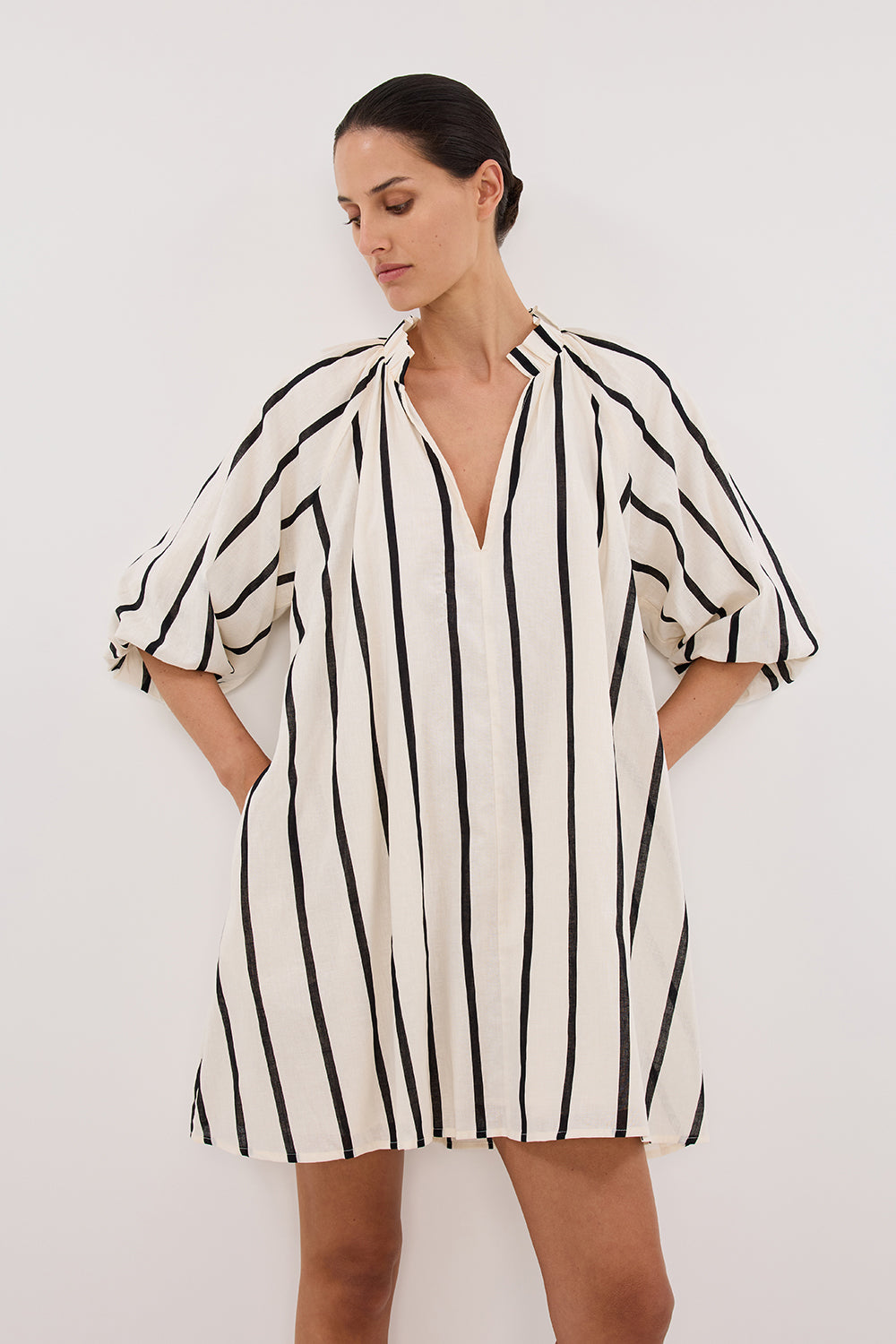 ELLIOT CREAM STRIPE SMOCK DRESS