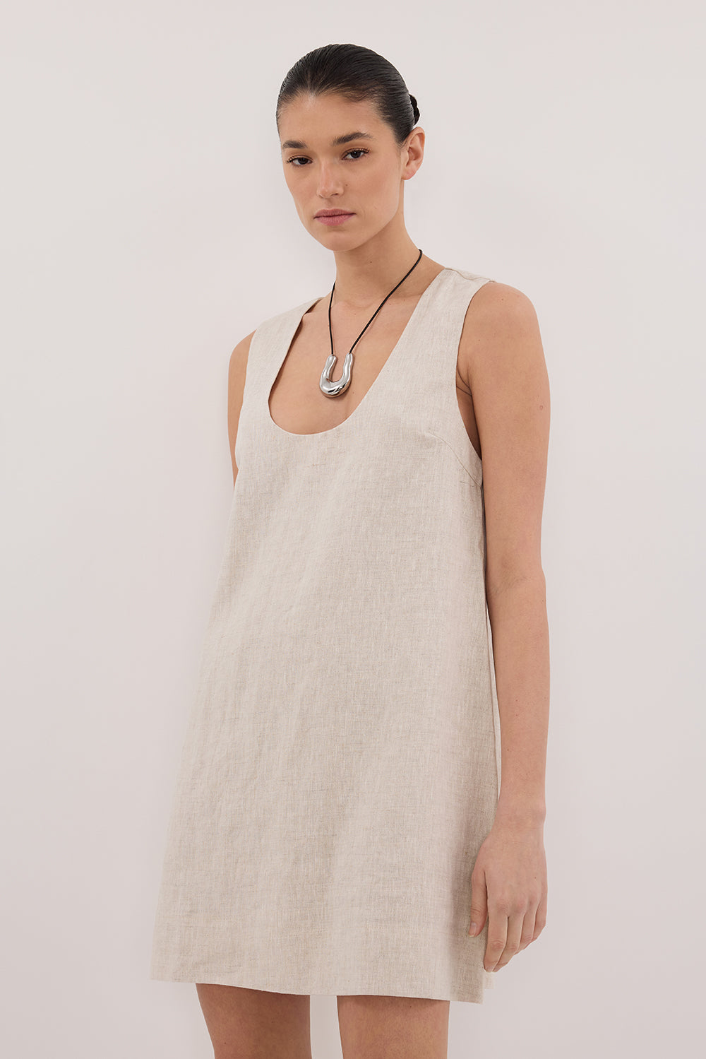 dissh natural linen dress meet the Danielle. shop the 100% linen mini dress in natural, white, stone & chocolate linen