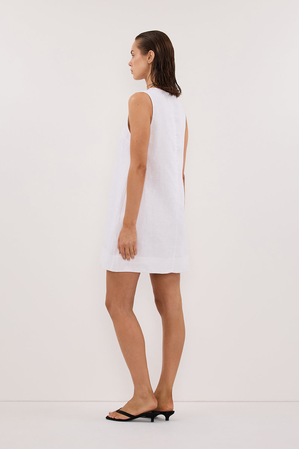 LOTUS WHITE LINEN MINI DRESS DISSH LOTUS WHITE LINEN MINI DRESS DISSH