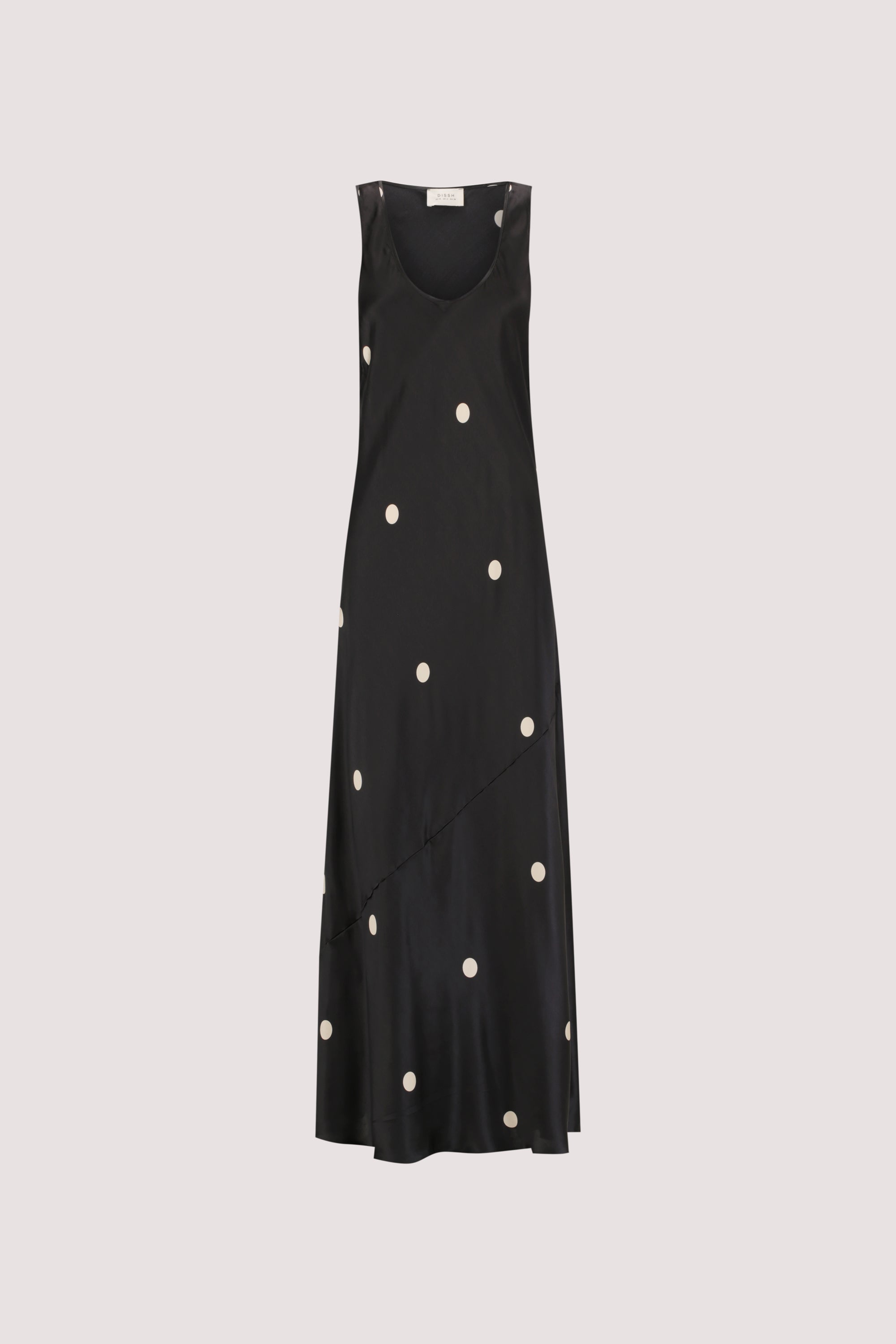 LAURA BLACK SPOT SILK MAXI DRESS