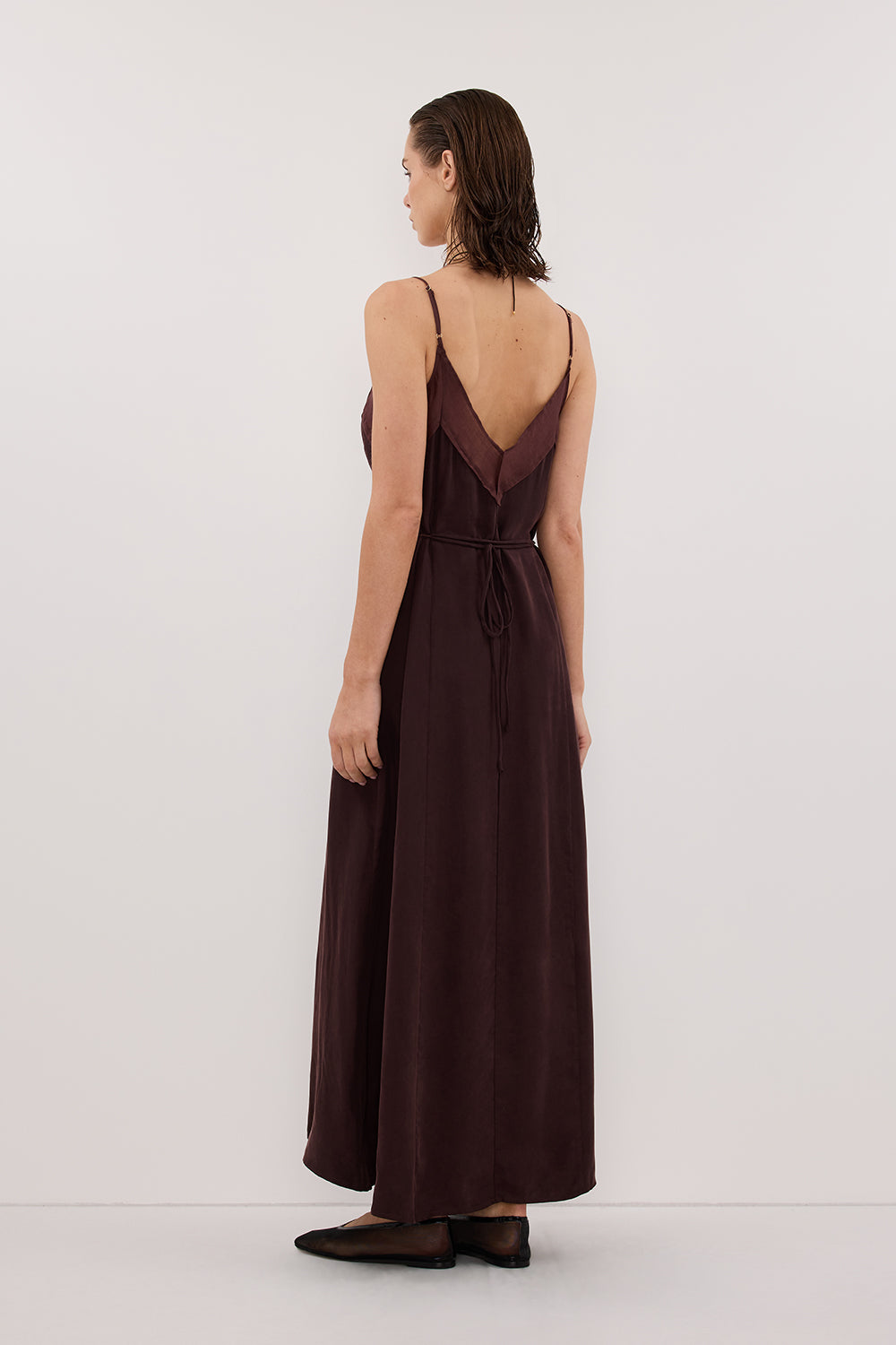 Millie Cupro Sleeveless Midi Dress in Walnut by Dissh Millie Cupro Sleeveless Midi Dress in Walnut by Dissh