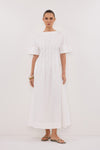 DAPHNE WHITE SLEEVED MIDI DRESS