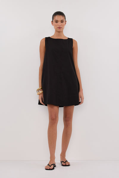 MAISIE BLACK POPLIN MINI DRESS – DISSH