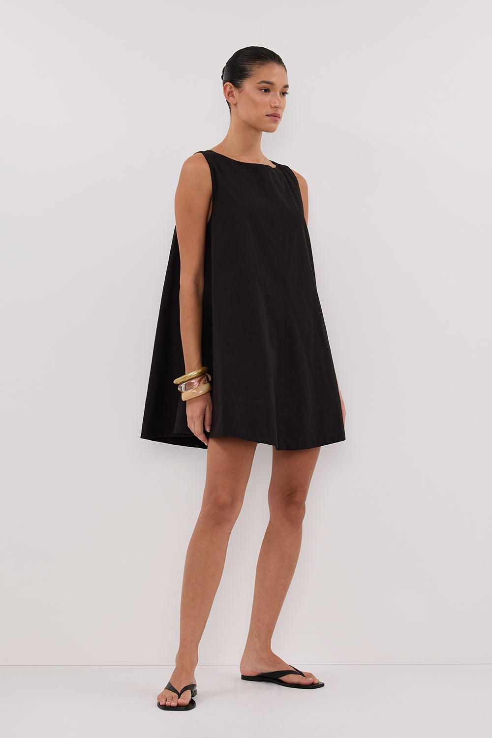 MAISIE BLACK POPLIN MINI DRESS – DISSH