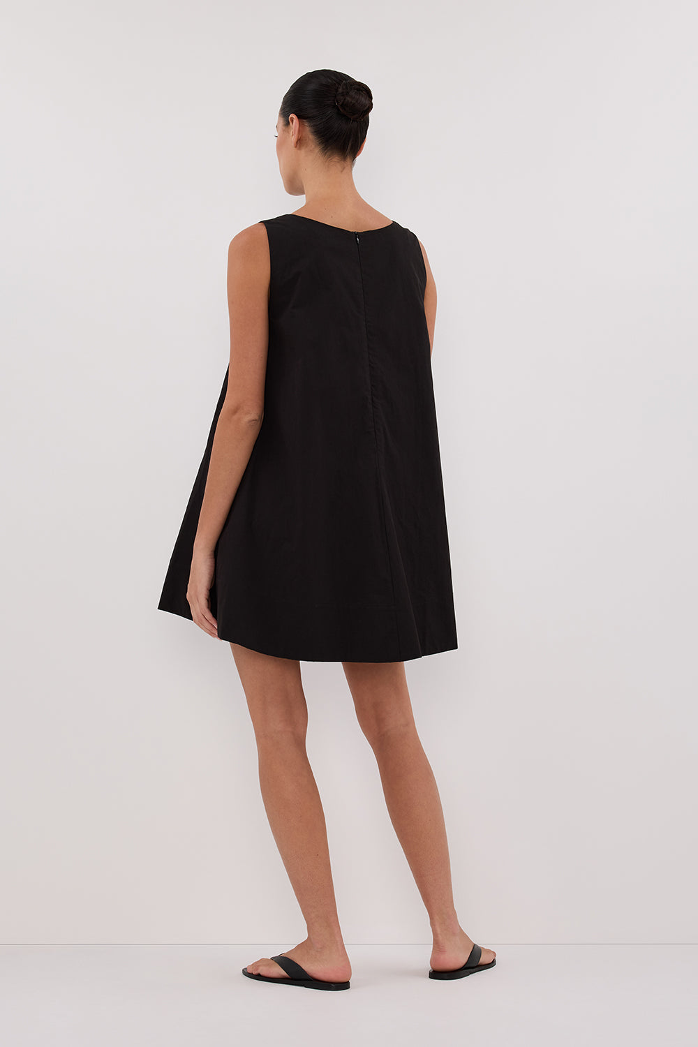 MAISIE BLACK POPLIN MINI DRESS