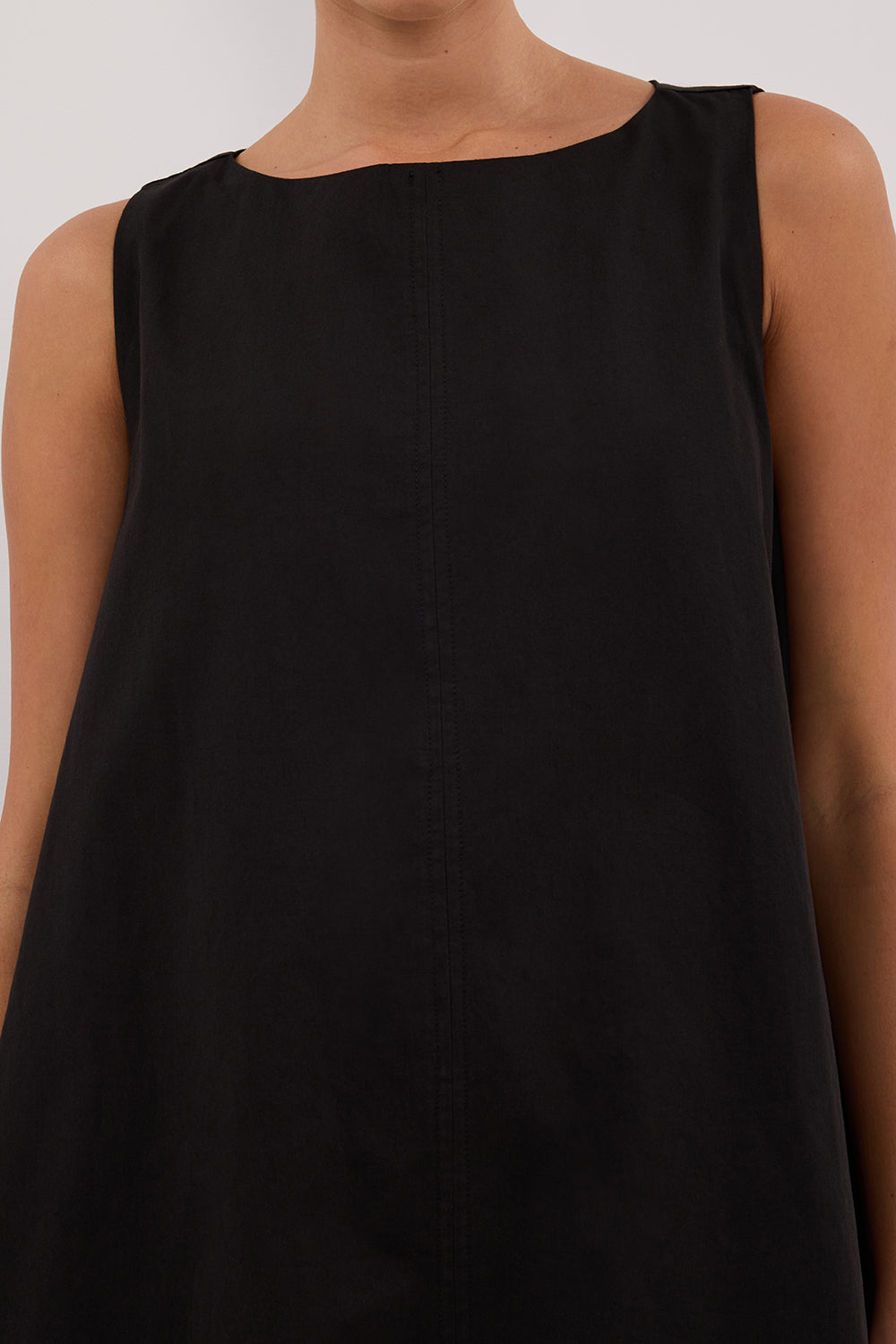 MAISIE BLACK POPLIN MINI DRESS – DISSH