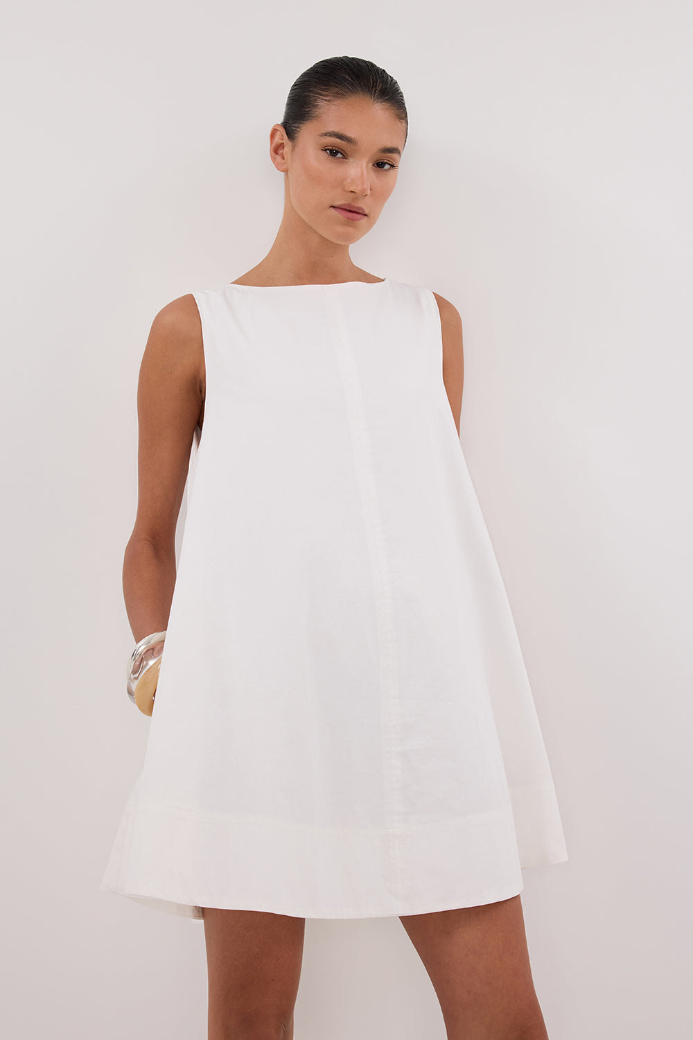 MAISIE WHITE POPLIN MINI DRESS
