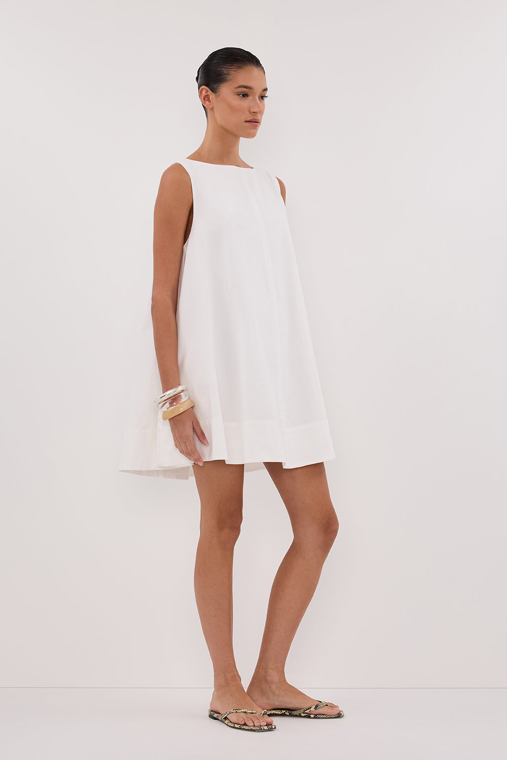 MAISIE WHITE POPLIN MINI DRESS MAISIE WHITE POPLIN MINI DRESS
