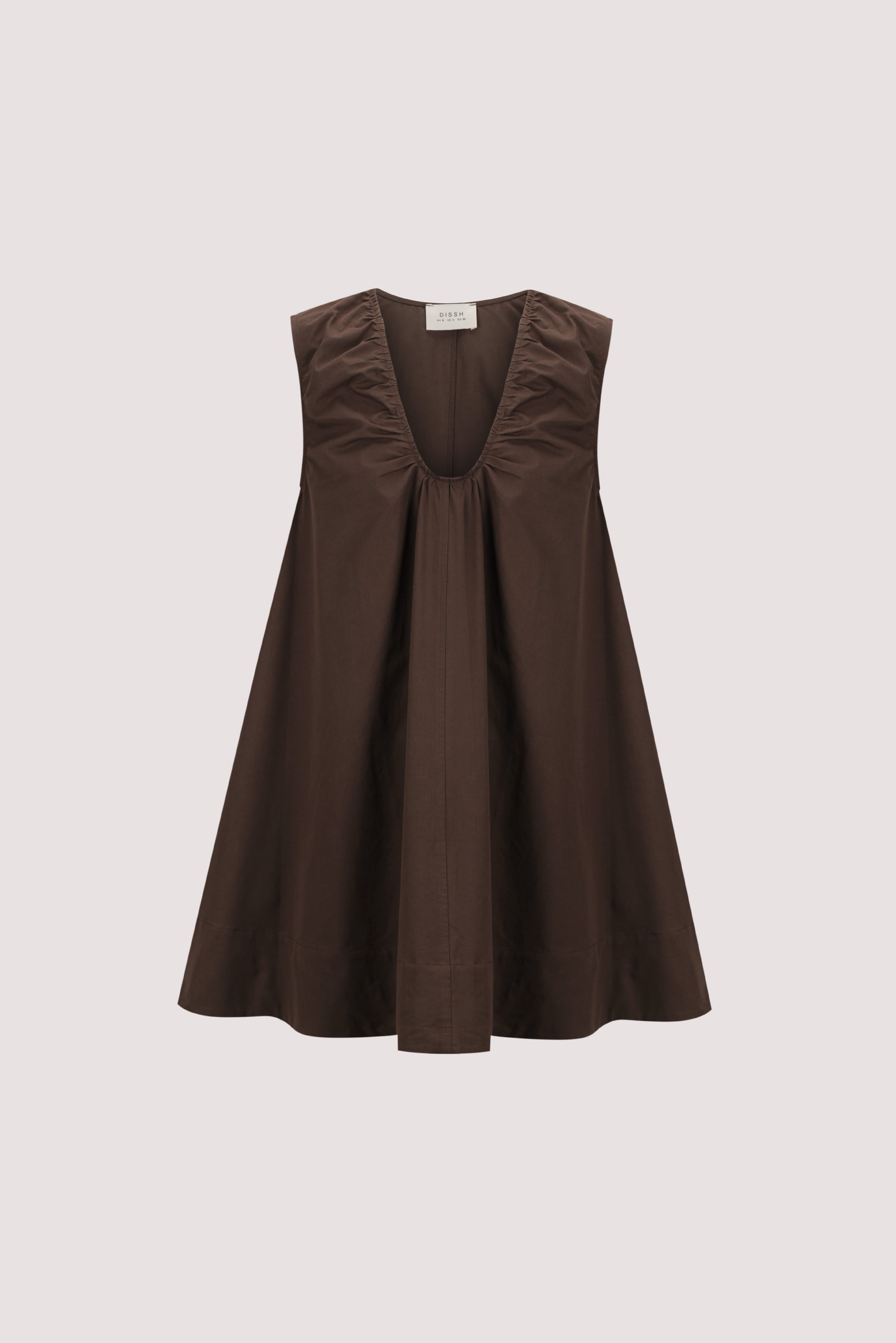 GABBY BITTER CHOC OVERSIZED COTTON MINI DRESS