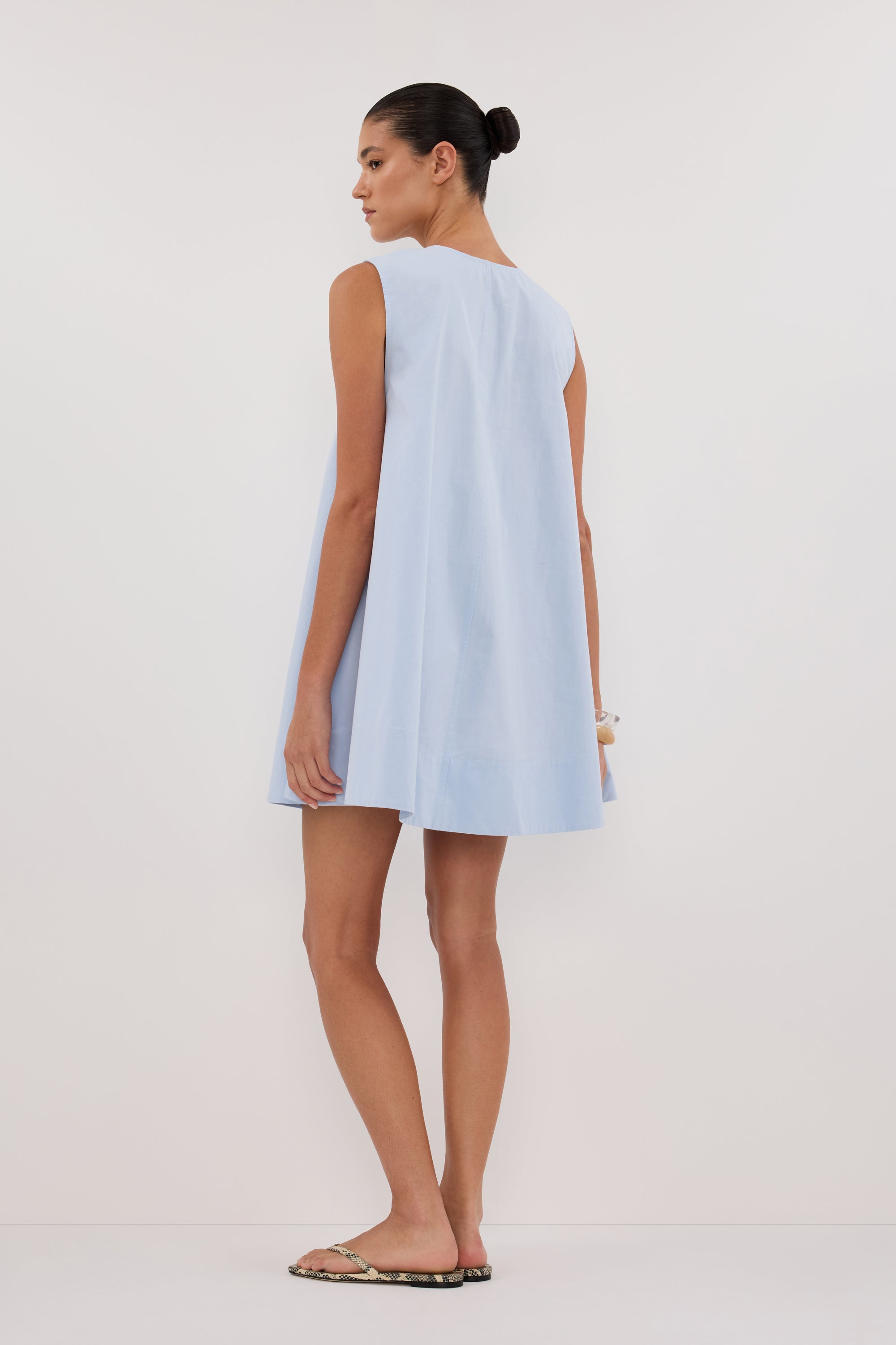 Gabby Oversized Cotton Mini Dress in Cornflower By DISSH
