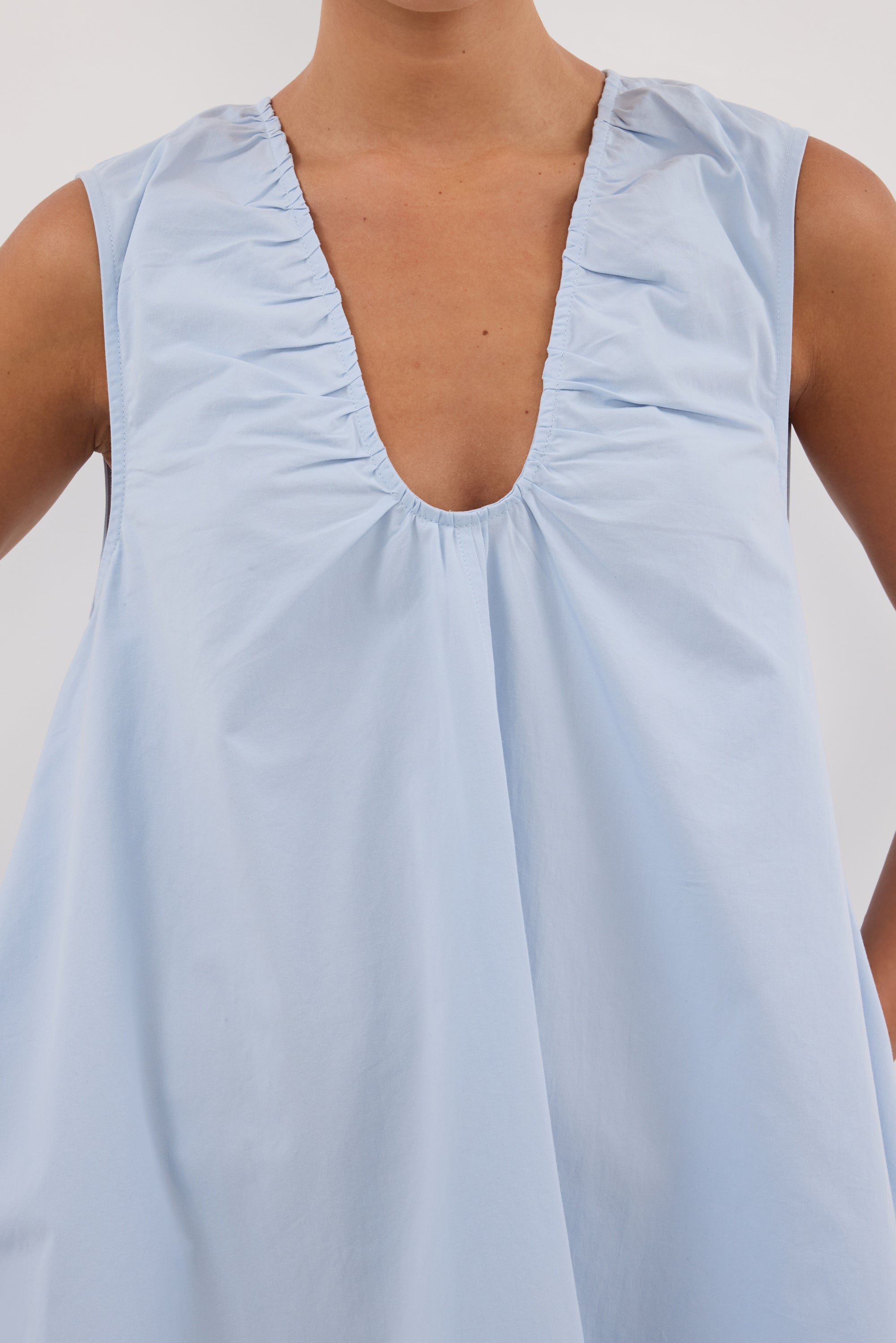 Gabby Oversized Cotton Mini Dress in Cornflower By DISSH Gabby Oversized Cotton Mini Dress in Cornflower By DISSH