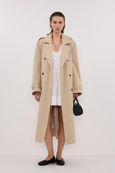 Stas wearing GABBY WHITE OVERSIZED COTTON MINI DRESS