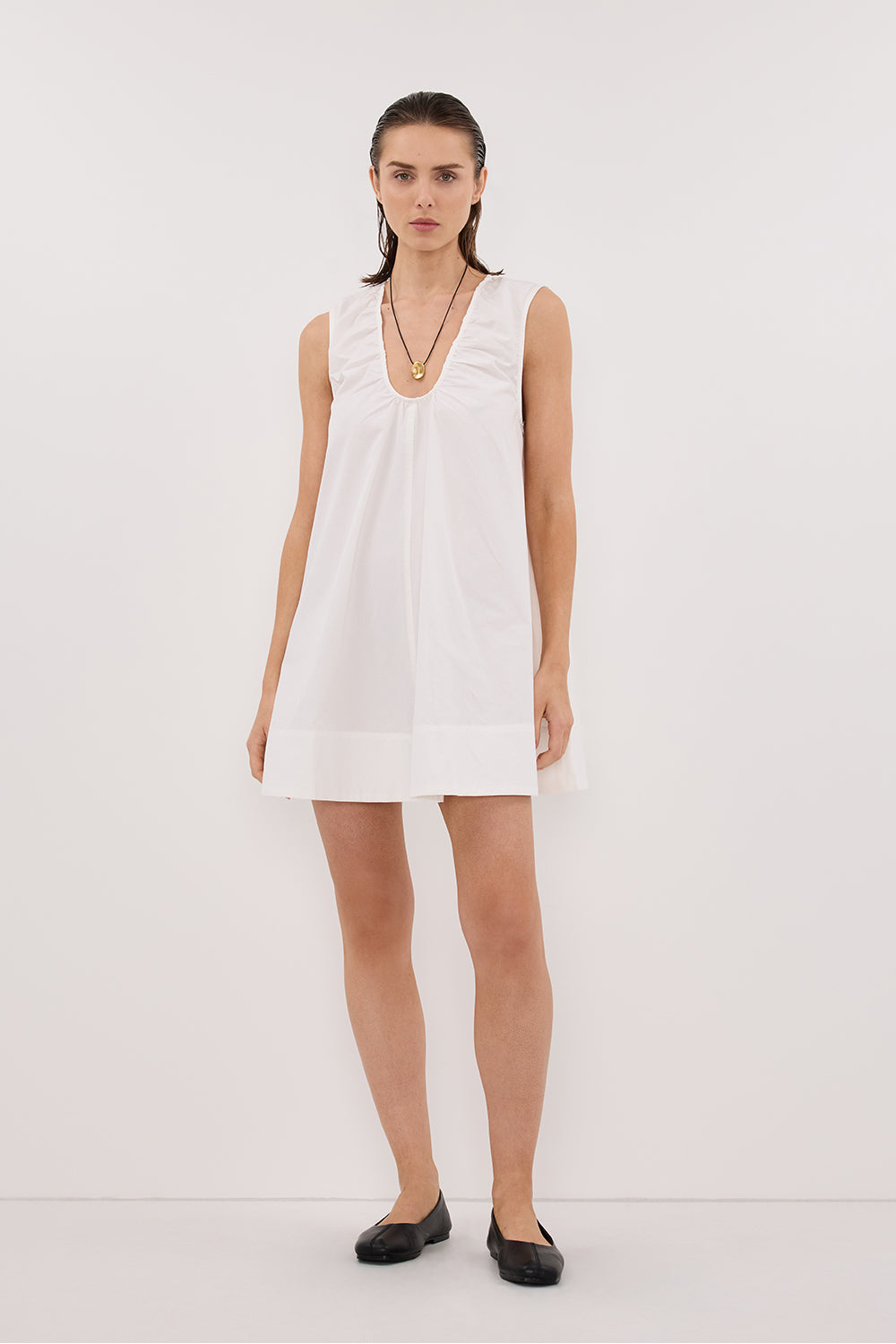 GABBY WHITE OVERSIZED COTTON MINI DRESS