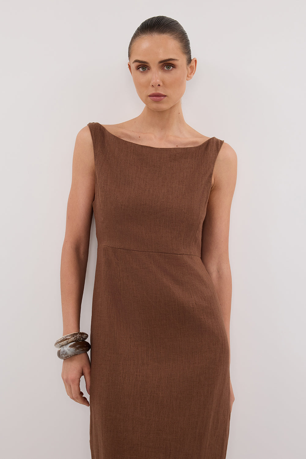 JULE FONDANT LINEN MIDI DRESS