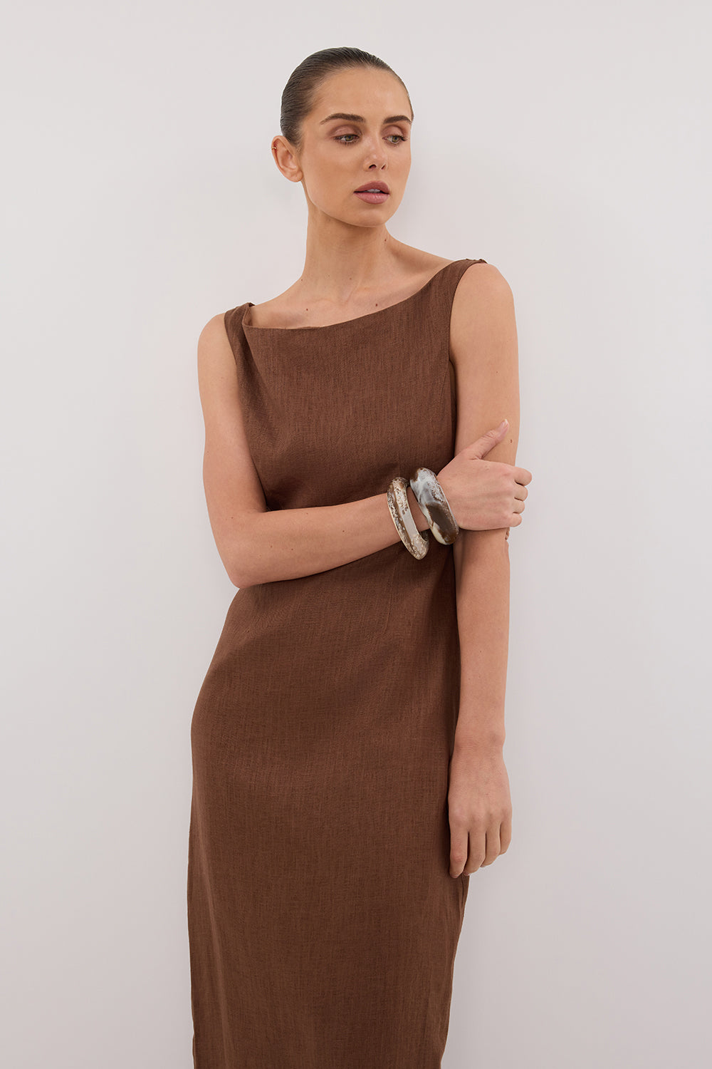 JULE FONDANT LINEN MIDI DRESS