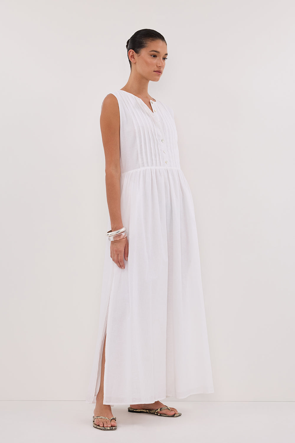 LARS WHITE PINTUCK MIDI DRESS DISSH LARS WHITE PINTUCK MIDI DRESS DISSH