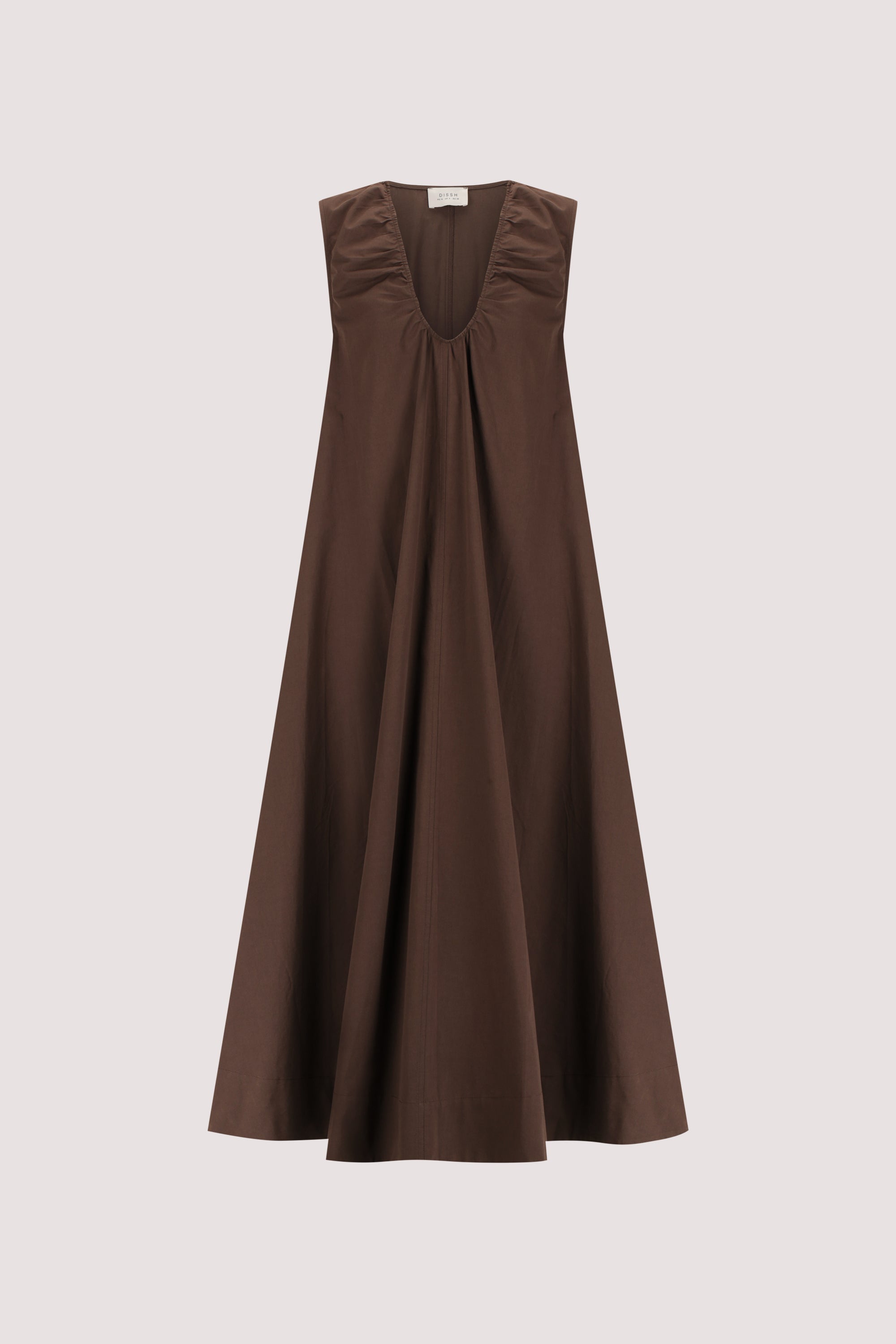 Gabby Oversized Cotton Sleeveless Midi Dress in Bitter Chocolate By DISSH Gabby Oversized Cotton Sleeveless Midi Dress in Bitter Chocolate By DISSH