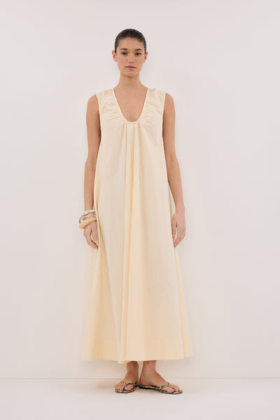 Aude wearing GABBY BUTTERMILK OVERSIZED COTTON MIDI DRESS