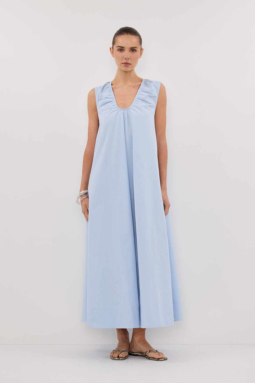 GABBY CORNFLOWER OVERSIZED COTTON MIDI DRESS